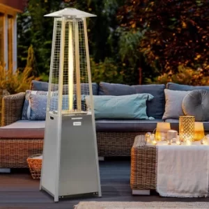 Alfresco 190cm Pyramid Patio Gas Heater Silver 11.2KW, Silver