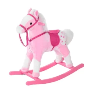 Homcom Plush Ride On Pink Rocking Horse, Pink