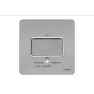 Schneider Electric Ultimate Screwless Flat Plate - Single Fan Isolator Switch, 3 Pole, 16AX, GU1413WSS, Stainless Steel with White Insert