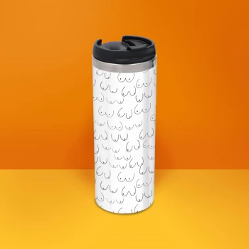 Boobies Stainless Steel Travel Mug - Metallic Finish