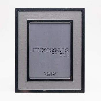 6" x 8" - Silver Plated Photo Frame with Grey Linen Insert