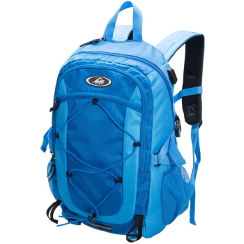 Backpack Outdoor Water-Repellent Hiking 25L Volume USB Trekking Laptop College Travel School Bag Sporty Gym Trip Daypack Blue - Monzana