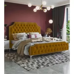 Gaia Bed Small Double Plush Velvet Mustard