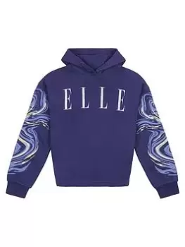 Elle Girls Sleeve Print Hoodie - Patriot Blue, Patriot Blue, Size Age: 7-8 Years, Women