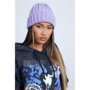 I Saw It First Lilac Knitted Detail Beanie Hat - Purple