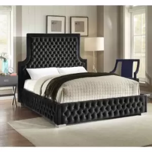 Envisage Trade - Yanis Upholstered Beds - Plush Velvet, Small Double Size Frame, Black - Black