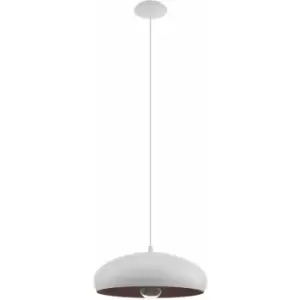 Pendant Ceiling Light Modern Colour White & Copper Coloured Steel Bulb E27 1x60W