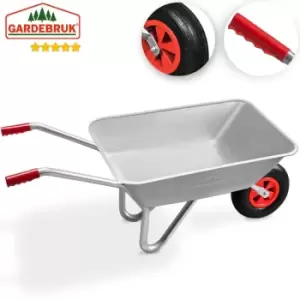 Wheelbarrow 80L Volume 100kg Load Capacity Galvanised Steel Tube Frame Gardening Wagon Cart - Gardebruk