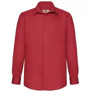 Fruit Of The Loom Mens Long Sleeve Poplin Shirt (M) (Red)