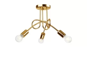 Camilla Multi Arm Semi Flush Ceiling Light Golden, 3x E27