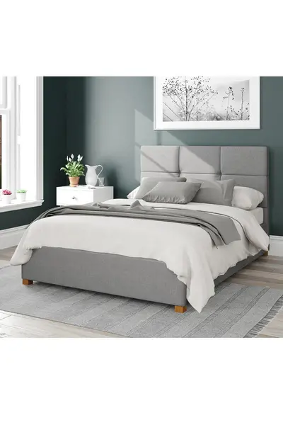 Aspire Caine Upholstered Ottoman Storage Bed, Eire Linen Fabric Grey