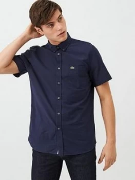 Lacoste Sportswear Short Sleeved Oxford Shirt - Navy, Size 44, Men