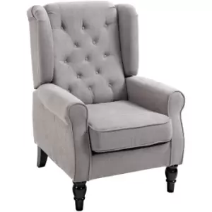 Homcom - Accent Armchair Home Furniture Retro Tufted Club Wood Fabric Grey