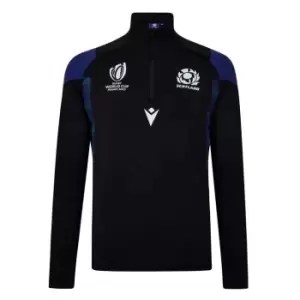 Macron Scotland Rugby Quarter Zip Fleece Top 2023 2024 Adults - Black