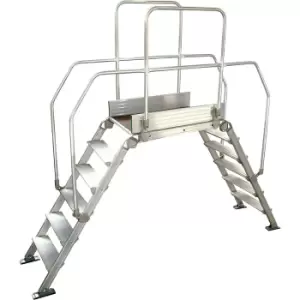 Aluminium ladder bridging, overall max. load 200 kg, 6 steps, platform 900 x 530 mm