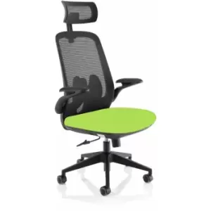 Lasino Executive Bespoke Fabric Seat Myrrh Green Mesh Chair With Folding Arms