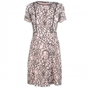 Kensie Floral Cap Sleeve Dress - BLUSH/BLACK