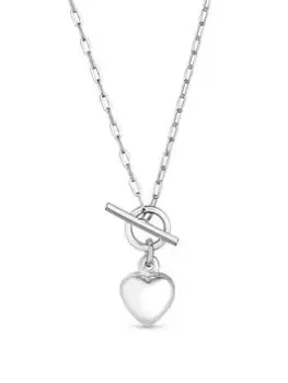 Simply Silver Sterling Silver 925 Puff Heart T Bar Necklace