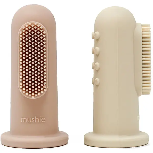 Mushie Silicone Finger Sand & Blush Kids Toothbrush 2Pcs