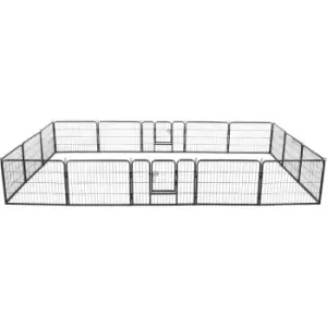 Dog Playpen 16 Panels Steel 60x80cm Black Vidaxl Black