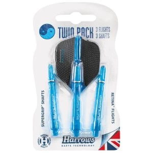 Harrows Twin Pack Dart Flight/Shafts Aqua