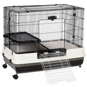 Pawhut Small Pet Cage W/ Metal Wire & Top Platform - Black