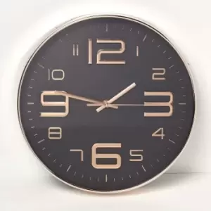 HOMESCAPES Black & Rose Gold Wall Clock - Gold