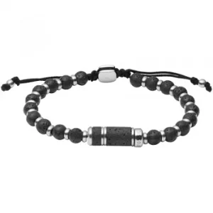 Fossil Caravan Mens Lava Stone Beaded Bracelet JF03688040