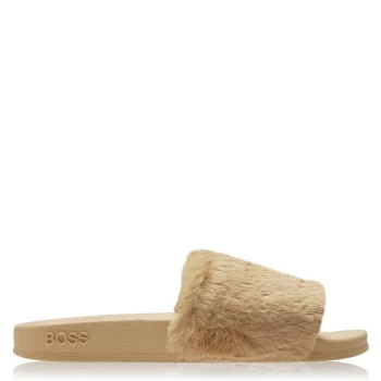 Hugo Boss Faux Fur Slides Light Beige Size 10 Men