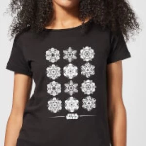 Star Wars Snowflake Womens Christmas T-Shirt - Black - XXL