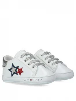 Tommy Hilfiger Baby Lace Up Trainer - White, Size 2 Younger