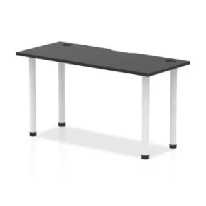 Impulse Black Series 1400 x 600mm Straight Table Black Top with Cable Ports White Leg