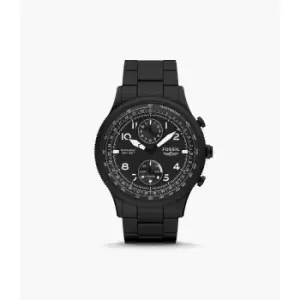 Fossil Mens Hybrid Smartwatch Retro Pilot Dual-Time Stainless Steel - Black