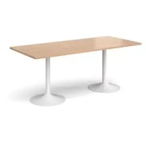 Genoa rectangular dining table with white trumpet base 1800mm x 800mm - beech