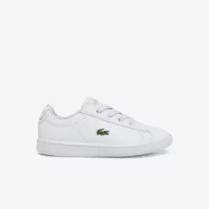 Lacoste Infants' Carnaby Evo Synthetic Trainers Size 8 UK Kids White & Light Pink