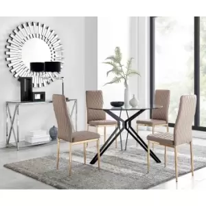 Furniture Box Cascina Dining Table and 4 Cappuccino Gold Leg Milan Chairs