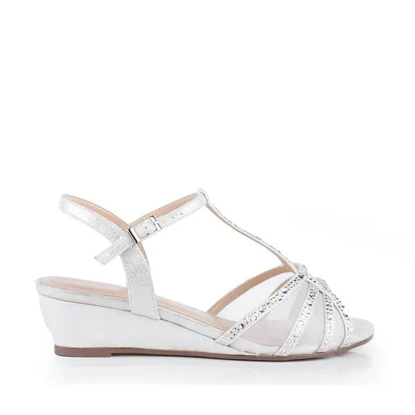 Paradox London Paradox London Jilly Wide Fit Wedges Silver Female 4 CU98202