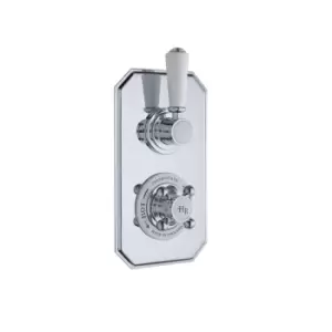 Hudson Reed Twin Concealed Shower Valve With Diverter - Chrome/White