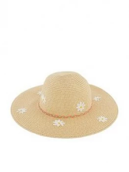 Accessorize Girls Daisy Sparkle Floppy Hat - Natural