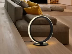 Modern Designer LED Dimmable Ring Tbale Lamp Matt Black