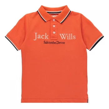 Jack Wills Kids Boys Script Tipped Polo Shirt - Tigerlilly