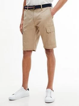 Tommy Hilfiger John Belted Cargo Shorts - Batique Khaki , Batique Khaki, Size 32, Men