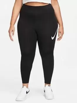 Nike NSW Swoosh Leggings (Curve) - Black, Size 22-24=2X, Women