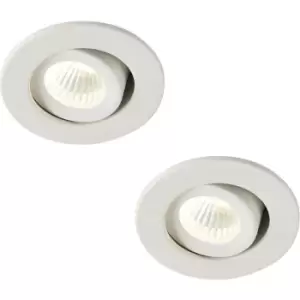 2 PACK Micro Adjustable Ceiling Downlight - 4W Cool White LED - Matt White