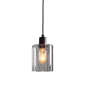 Toledo Single Pendant Light Matt Black, Clear Glass