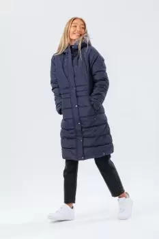 Longline Padded Coat With Fur