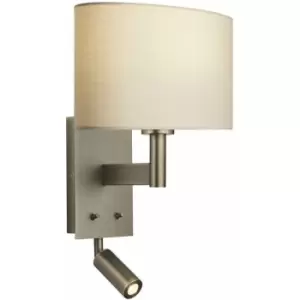 Loops - Wall Light Antique Bronze Plate & Taupe Fabric 60W E27 gls & 2W LED e10600