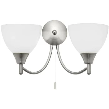 Endon Alton - 2 Light Indoor Wall Light Satin Chrome with Matt Opal Glass, E14