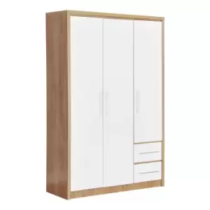 Seville Triple, 2 Drawer Wardrobe White