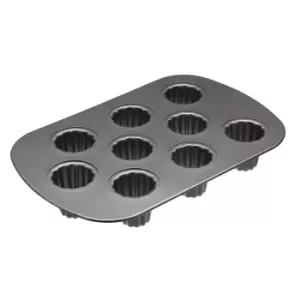 MasterClass Non Stick Silicone 9 Cup Canele Pan 32.5cm x 22cm Black